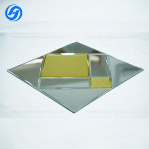 Mosaïque géométrique HUAJINDE, carreaux de miroir 4 mm, motif diamant, verre doré, design <span class=keywords><strong>parquet</strong></span> moderne, 300x300 mm, résistant à l'eau pour la pièce - Product Image 4