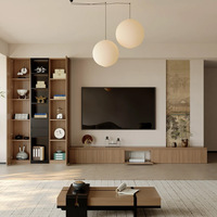Meuble TV mural haut en bois massif, style moderne et minimaliste, sur mesure pour toute la maison, meuble de salon, mobilier domestique