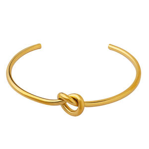 Brazalete Vintage de 18K con nudo chapado en oro PVD, pulsera de acero inoxidable, corazón abierto, joyería para mujer - Product Image 1