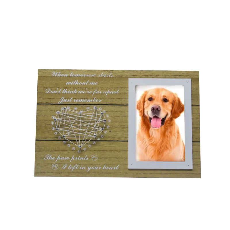 Персонализированная деревянная фоторамка с собакой на память, с пеньковой веревкой, подарок за сочувствительность, памятная фоторамка с собакой, деревянная доска, сувенир с любовью