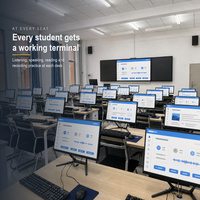 Solution de laboratoire de langues IA : Logiciel d'entraînement oral AIO PC avec casque pour l'écoute et la parole en classe scolaire