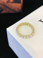 Bague éternelle complète en or massif 9K avec diamant de laboratoire rond serti clos, pour femme, idéale pour mariage, anniversaire ou promesse