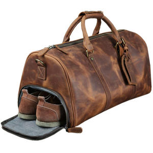Sac de voyage pour homme en cuir Crazy Horse rétro Andong, en cuir de vache véritable, grande capacité, sac à chaussures, sac de sport, sac bandoulière, sac de voyage - Product Image 5