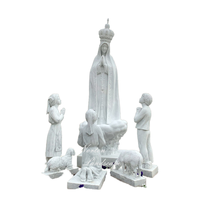 Statue de Notre-Dame de Fatima en marbre blanc, sculpture religieuse catholique, décoration d'église, Vierge Marie, sculpture de la Vierge, TRFK-MCM051, pierre