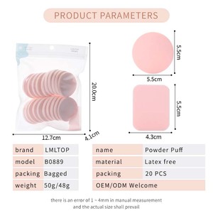 LMLTOP 20 pz Spugnette Cosmetiche Senza Lattice B0889 per Uso Asciutto e Umido, per Fondotinta e <span class=keywords><strong>Cipria</strong></span> in <span class=keywords><strong>Polvere</strong></span>, Forma Quadrata e Rotonda, Spugna per Trucco - Product Image 5