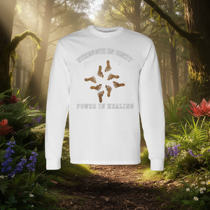 T-shirt à manches longues motif Koru Fern indigène avec les symboles de force dans l'unité et de puissance dans la guérison pour usage promotionnel - Product Image 3