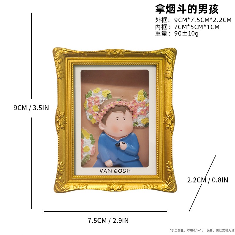 Boy with pipe photo frame-refrigerator magnet-decorative piece