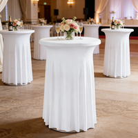 Nappe ronde extensible en polyester pour table haute de banquet, vente directe usine, approvisionnement transfrontalier