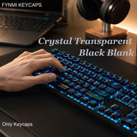 Fynmi Crystal Transparent 25% Black Blank MDA Keycaps Shine Through ANSI/ISO Layout 122 Keys Full Size Keycaps