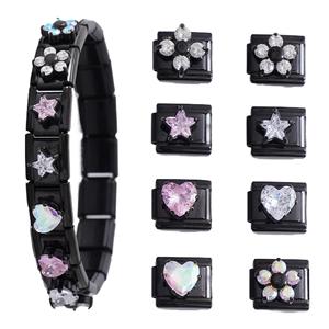 Fashion Charm <b>Bracelet</b> Zinc Alloy Interlocking DIY Jewelry Module Charms With Crystal <b>Flower</b> Star Heart Design Unisex Accessory - Product Image 1