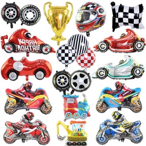 Nuevo Set de Globos de Aluminio con Temática de Carreras, Casco de Auto, Neumático, Rueda, Trofeo, Decoración para Fiesta de Cumpleaños de Niños al Aire Libre - Product Image 1
