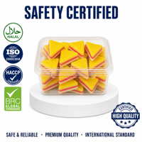 Permen Gummy Kue Segitiga 3 Lapis Grosir, Bentuk Irisan Kue, Kenyal Lembut, 3 Rasa Buah Mangga Stroberi