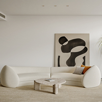 Sofá Seccional Minimalista de Tela Blanca en Forma de Media Luna, Sofá Circular Moderno para Vestíbulo de Hotel, Sofá Circular de Cachemira con Forma Especial