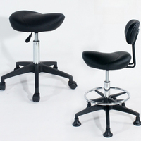Tabouret Selle Moderne Simple à Hauteur Réglable et Pivotant avec Roues et Dossier pour la Maison, Caisse, Barbier, Salon de Beauté - Vente en Gros