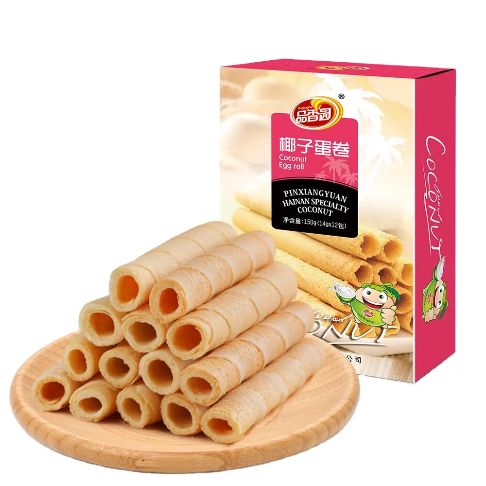 Global Hot Sale Delicious Crispy Coconut Flavor Egg Roll Biscuit Snacks