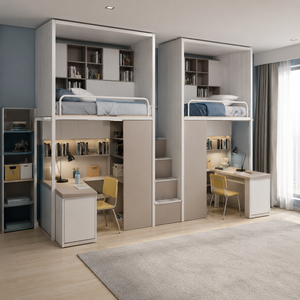 Combined <b>Bed</b> Desk Metal High-<b>low</b> Student Iron <b>Bed</b> Dormitory Commercial Use School Modern Design - Product Image 3