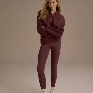 Sweat-shirts de sport zippés en molleton épais et surdimensionné en coton, respirants, pour l'entraînement hivernal, avec patch appliqué tissé personnalisé sur le devant - Product Image 4