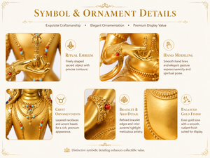 Statua di <span class=keywords><strong>Buddha</strong></span> Vajrasattva con Motivo a Nuvole, Moderna e Tradizionale, Scultura Religiosa in Ottone Placcato Oro Fatta a Mano per Casa, Giardino e Altare - Product Image 5