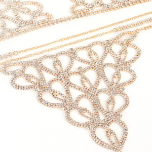 Sexy Bikini Lingerie Crystal Women Thong <strong>Panties</strong> Body Chain Rhinestone Bra and Thong Set Chains - Product Image 6