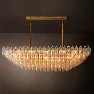 Clear Glass Tier Rectangular Chandelier For Dining Table Kitchen Island Modern Home Italian Handmade Glass Large 54" Chandeliers - Product Image 2