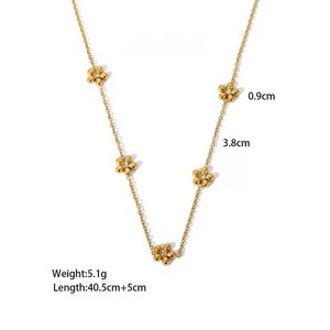Trendy New Simple Premium Flower Daisy Diamonds Collar Pulsera Conjunto de acero inoxidable para mujer - Product Image 5