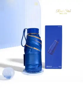 RST新款小型迷你五折轻质6肋伞蓝色紫外线太阳伞带礼品盒