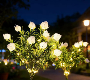 Lámpara Solar Impermeable con Forma de Gardenia <span class=keywords><strong>Artificial</strong></span> para Jardines y Patios - Iluminación Ambiental para Paisajes - Product Image 1