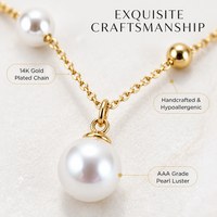 Collier pendentif en perles Edison de qualité supérieure avec chaîne à maillons, style classique violet et blanc pour femmes