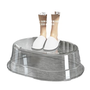 Bañera de Plástico Transparente Ovalada Extra Grande y Reforzada con Tabla de Lavado Integrada para Baño de Pies, Baño de Bebés y Uso Doméstico - Product Image 5