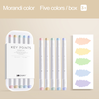 Ensemble de surligneurs Morandi à double pointe, couleur claire, pointe ronde, non effaçables, 5 couleurs, écriture double face, fournitures scolaires, marqueur