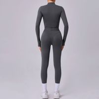Combinaison de sport et de yoga pour femme, en maille double face, extensible dans quatre directions, écologique, avec taille élastique ajustée et ouvertures pour les doigts