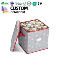 Boîte de rangement personnalisée pour boules de Noël en polyester 600D Conteneur de stockage d'ornements de Noël avec séparateurs 64 compartiments pour la décoration