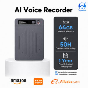TeWeekAI Dictaphone intelligent IA 64 Go - Transcription vocale WAV, Traduction, Cartographie mentale, Réunion, Conférence, Alliage d'aluminium, Fixation magnétique - Product Image 3
