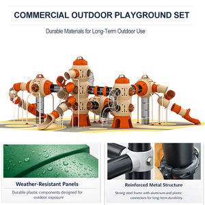 Ensemble <span class=keywords><strong>de</strong></span> <span class=keywords><strong>jeux</strong></span> d'extérieur pour enfants, toboggan combiné avec pont à double toboggan, qualité commerciale pour parcs - Product Image 5