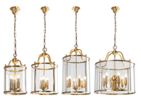 Lustre de cage à oiseaux rétro américain tout en cuivre pour la maison, le couloir, la salle à manger, l'escalier et la lampe cylindrique en verre.