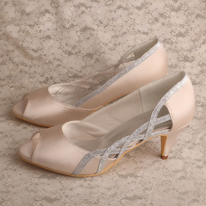 (23 Colori) <span class=keywords><strong>Scarpe</strong></span> da Donna All'Ingrosso con Tallone Aperto in Raso <span class=keywords><strong>Nude</strong></span> - Product Image 2