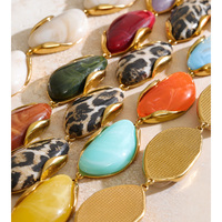 Collier pendentif vintage en résine JINYOU 8401, élégant, en acier inoxydable plaqué or PVD, chaîne de collier, collier ras du cou