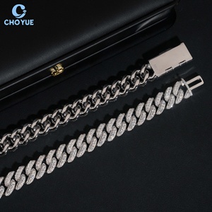 Oferta Especial: Collar de Cadena Cubana con Moissanita de 13mm de Altura, Chapado en Rodio, Plata Sólida 925, Joyería Hiphop Iced Out - Product Image 4