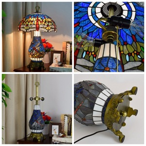 <span class=keywords><strong>Lampe</strong></span> de table LED flexible écologique de style <span class=keywords><strong>Tiffany</strong></span>, abat-jour en verre teinté fait main motif <span class=keywords><strong>libellule</strong></span> bleue, <span class=keywords><strong>lampe</strong></span> de bureau, vente en gros d'usine - Product Image 3