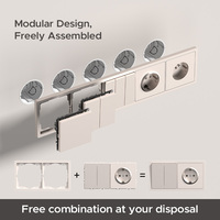 Prise murale modulaire russe BENDI 16A 250V Schuko 8 prises, anti-effraction, ignifuge, PC IP20, modèle C22