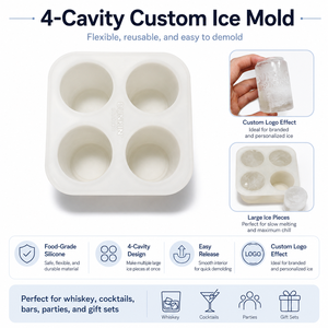 <b>Silicone</b> Ice Cream Mold 4 Cup Dessert Freezer Tray Round Nonstick Baking <b>Tool</b> for Home Kitchen - Product Image 2