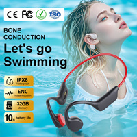 Écouteurs Bluetooth à conduction osseuse X7S étanches IPX8 pour la natation et le surf avec lecteur MP3 sous-marin 32 Go, écouteurs sans fil
