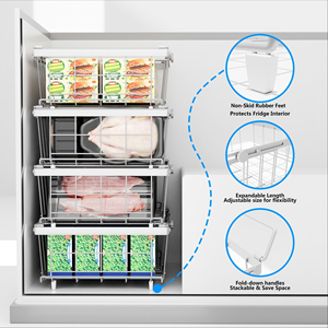 2 Pcs Stackable <b>Chest</b> <b>Storage</b> Basket Expandable 11.81" to 17.72" Foldable Handle Deep Freezer Organizer Bins for 5+ Cu.Ft Fridge - Product Image 2