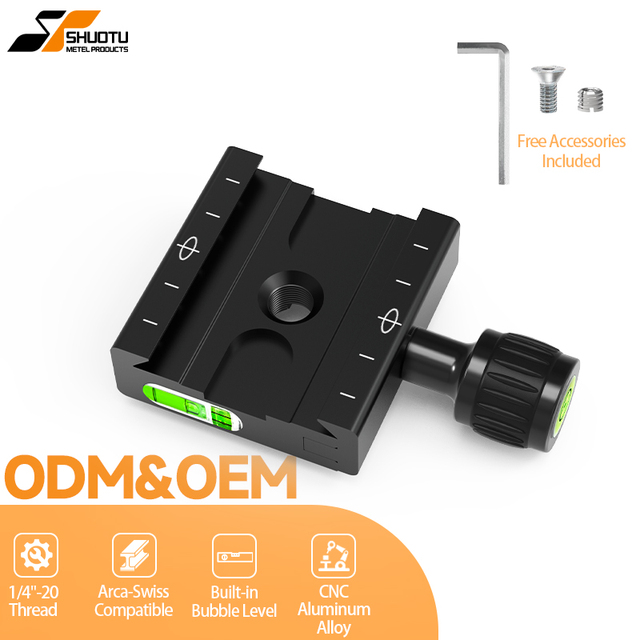 Shuotu Metal Quick Release Plate Clip Tripod Clip 1/4'' Screw Arca-Swiss Style Mount Base Adapter for Camera Tripod Ball Head