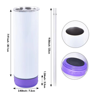 Tumbler ramping berdinding ganda 20oz dari stainless steel 304 untuk sublimasi, dengan tutup geser dan kabel data