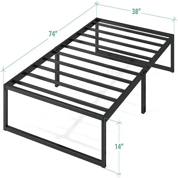 Kainice Purchasing single bed frames simple 14 Inch single metal platform twin bed frame for girls bedroom