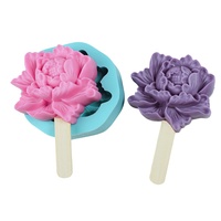 Moules Popsicles Moules à crème glacée en silicone Fleur de pivoine Moules à crème glacée Design floral Moule en silicone fait maison pour crème glacée et friandises congelées