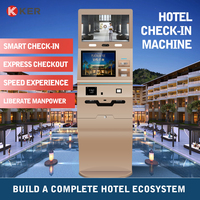 Kiosque d'auto-enregistrement pour hôtel de 21,5 pouces avec lecteur de codes-barres, scanner de passeport et d'identité, écran tactile, machine à billets, paiement en espèces, fonction SDK