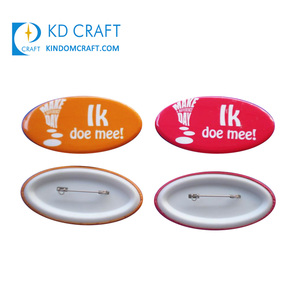 Số Lượng Lớn Giá Rẻ Kim Loại Tin Tinplate Bảng Chữ Cái Orange Nút Huy Hiệu Logo In Tùy Chỉnh Hình Nút Pin Hình Bầu Dục Cho Khuyến Mãi - Product Image 1