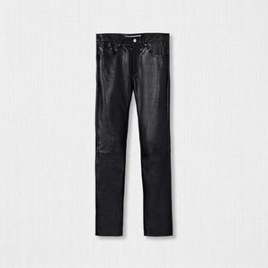 Men's Real Leather Slim Fit <b>Winter</b> Stand Collar Comfortable Waterproof Zipper Pants - Product Image 1